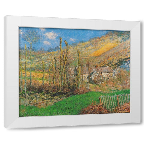 Winter Landscape at the Val de Falaise (Giverny) White Modern Wood Framed Art Print by Monet, Claude