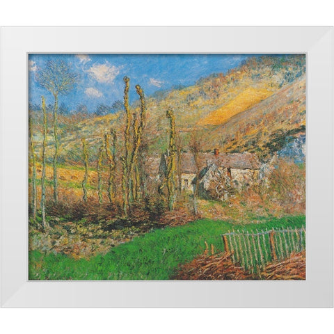 Winter Landscape at the Val de Falaise (Giverny) White Modern Wood Framed Art Print by Monet, Claude