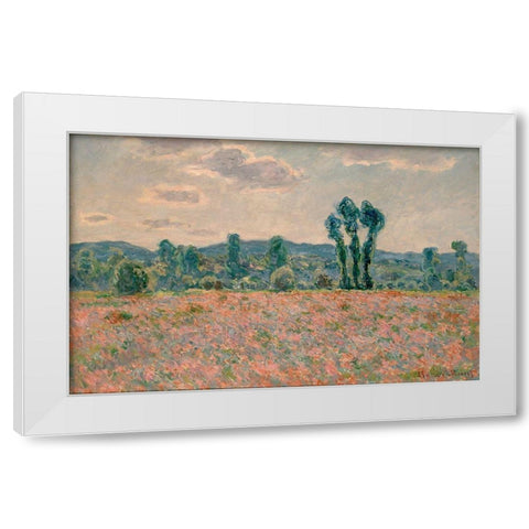 Poppy Field White Modern Wood Framed Art Print by Monet, Claude