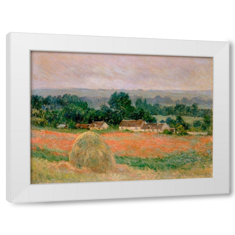 Haystack at Giverny White Modern Wood Framed Art Print by Monet, Claude