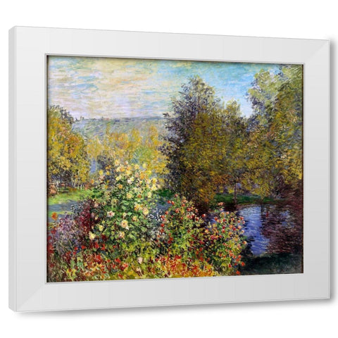 Corner of the Garden at Montgeron White Modern Wood Framed Art Print by Monet, Claude