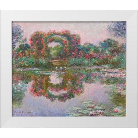 Flowering Arches, Giverny White Modern Wood Framed Art Print by Monet, Claude