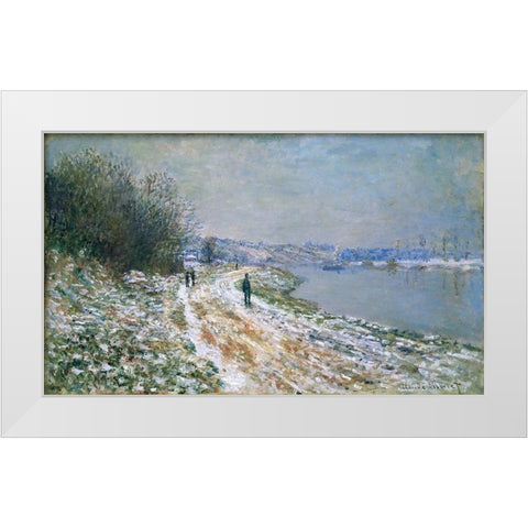 Chemin de hallage Argenteuil White Modern Wood Framed Art Print by Monet, Claude