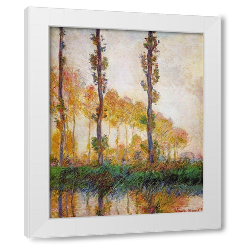 Poplars (Autumn) White Modern Wood Framed Art Print by Monet, Claude