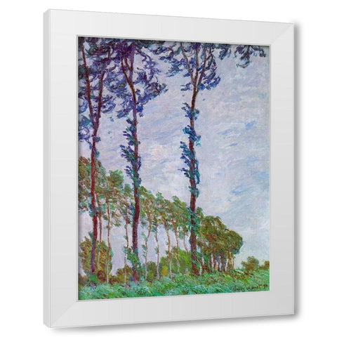 Poplars (Wind effect) White Modern Wood Framed Art Print by Monet, Claude
