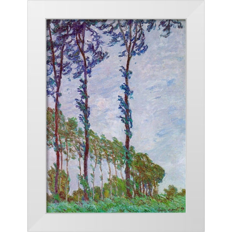 Poplars (Wind effect) White Modern Wood Framed Art Print by Monet, Claude
