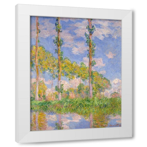 Poplars in the sun White Modern Wood Framed Art Print by Monet, Claude