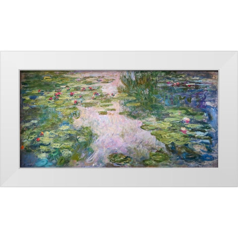 Waterlillies White Modern Wood Framed Art Print by Monet, Claude