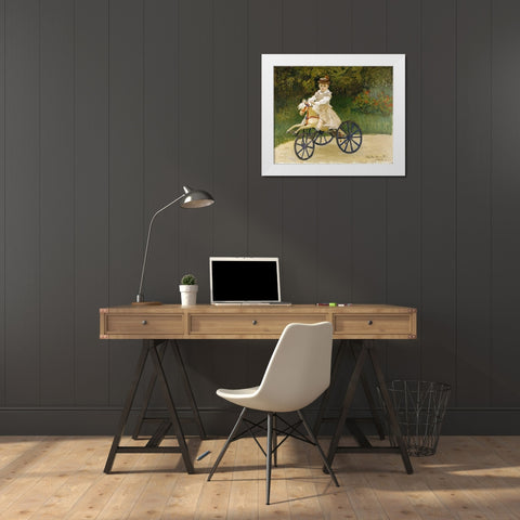 Jean Monet on his Hobby Horse White Modern Wood Framed Art Print by Monet, Claude