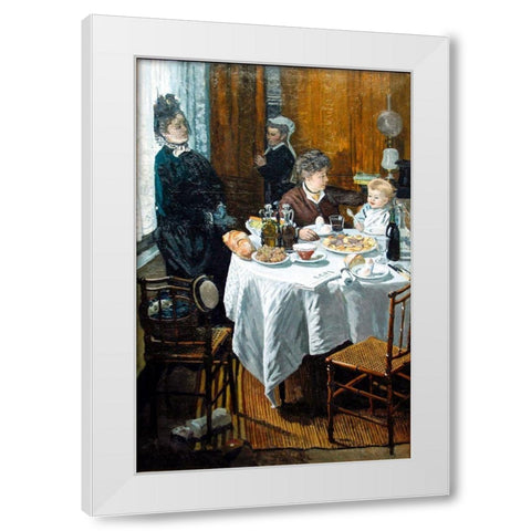 The Luncheon (1868) White Modern Wood Framed Art Print by Monet, Claude