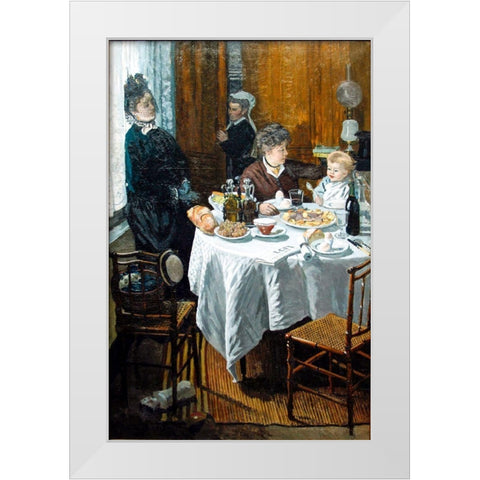 The Luncheon (1868) White Modern Wood Framed Art Print by Monet, Claude