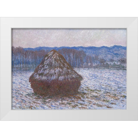 Stack of Wheat White Modern Wood Framed Art Print by Monet, Claude