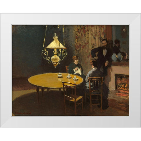 Interior, after Dinner White Modern Wood Framed Art Print by Monet, Claude