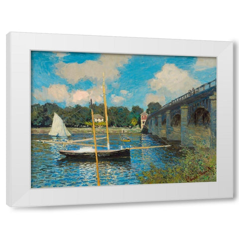 The Bridge at Argenteuil White Modern Wood Framed Art Print by Monet, Claude