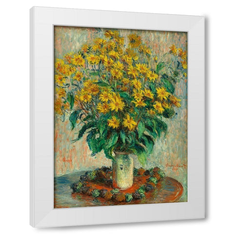 Jerusalem Artichoke Flowers White Modern Wood Framed Art Print by Monet, Claude