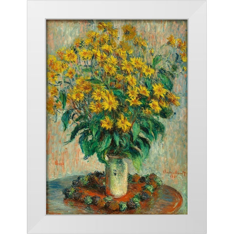 Jerusalem Artichoke Flowers White Modern Wood Framed Art Print by Monet, Claude