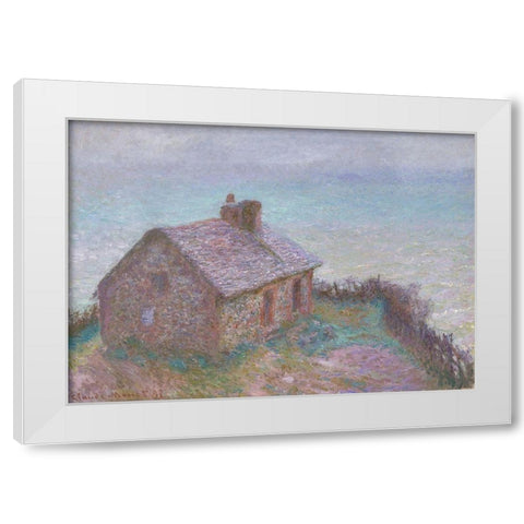 The Customs House at Varengeville White Modern Wood Framed Art Print by Monet, Claude