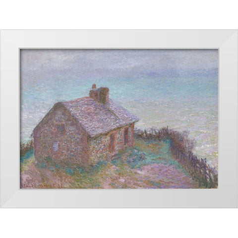 The Customs House at Varengeville White Modern Wood Framed Art Print by Monet, Claude