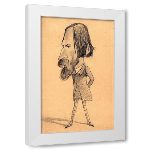 Caricature of Auguste Vacquerie White Modern Wood Framed Art Print by Monet, Claude