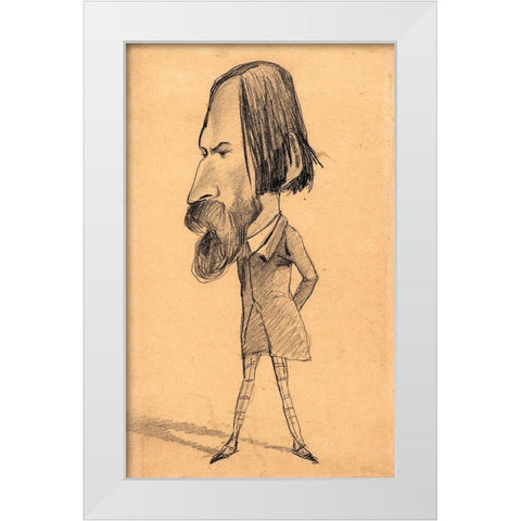 Caricature of Auguste Vacquerie White Modern Wood Framed Art Print by Monet, Claude