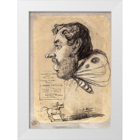 Caricature of Jules Didier (â€œButterfly Manâ€) White Modern Wood Framed Art Print by Monet, Claude