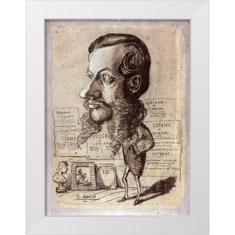 Caricature of LÃ©on Manchon White Modern Wood Framed Art Print by Monet, Claude