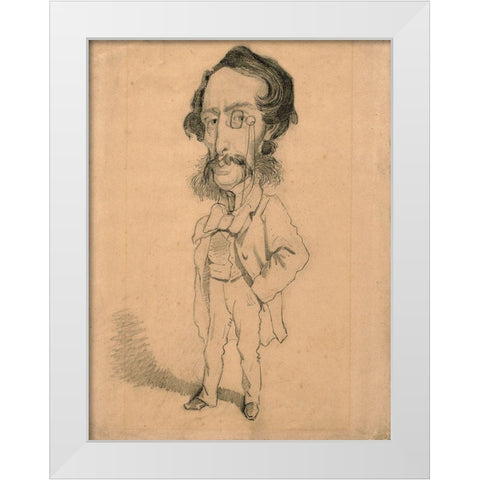 Caricature of Mario Uchard White Modern Wood Framed Art Print by Monet, Claude