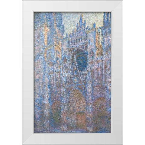 Rouen Cathedral, West FaÃ§ade White Modern Wood Framed Art Print by Monet, Claude