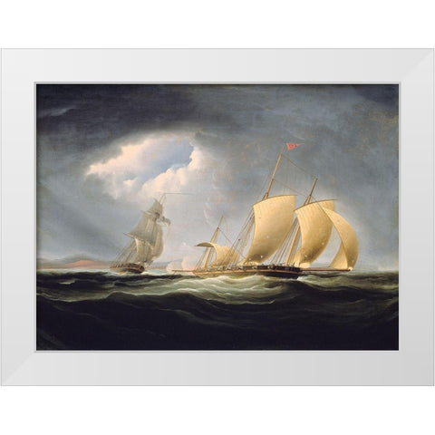 Capture of the Tripoli by the Enterprise White Modern Wood Framed Art Print by Birch, Thomas