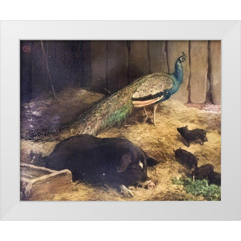 Beauty and the Beast White Modern Wood Framed Art Print by Barber, Charles Burton