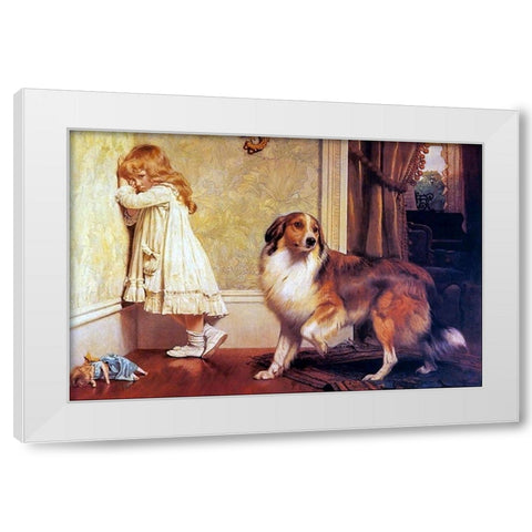 A Special Pleader White Modern Wood Framed Art Print by Barber, Charles Burton