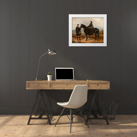 Queen Victoria with John Brown White Modern Wood Framed Art Print by Barber, Charles Burton