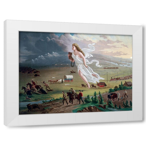 American Progress White Modern Wood Framed Art Print by Gast, John