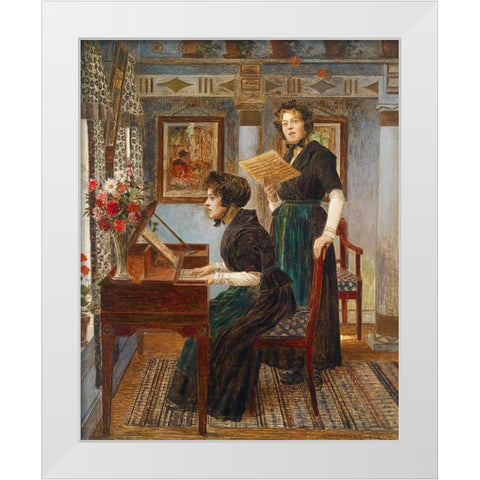 The Singing Lesson White Modern Wood Framed Art Print by Firle, Walter