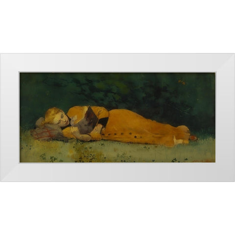 The New Novel White Modern Wood Framed Art Print by Homer, Winslow