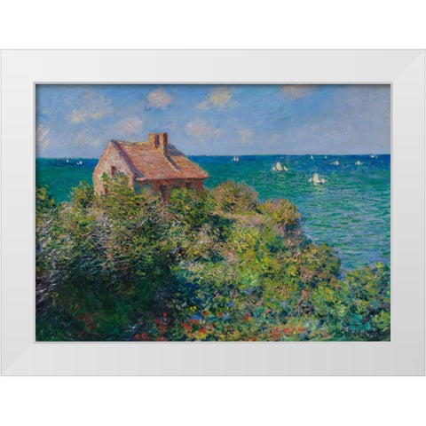 Fishermans Cottage White Modern Wood Framed Art Print by Monet, Claude