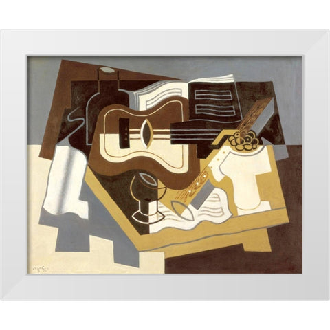 Guitar with Clarinet White Modern Wood Framed Art Print by Gris, Juan