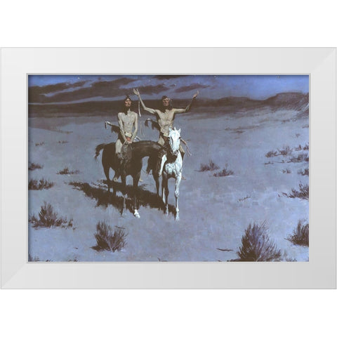 Pretty Mother of the Nightâ€”White Otter is No Longer a Boy White Modern Wood Framed Art Print by Remington, Frederic
