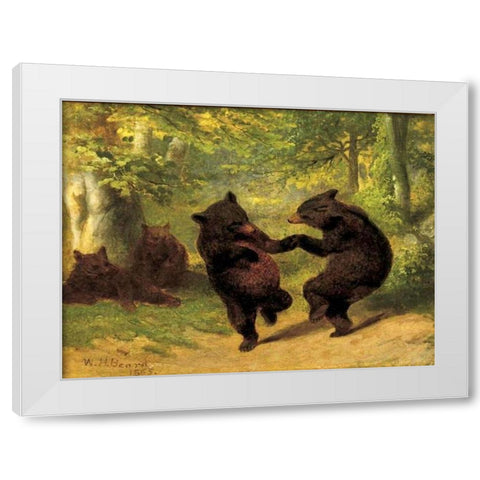 Dancing Bears White Modern Wood Framed Art Print by Beard, William Holbrook