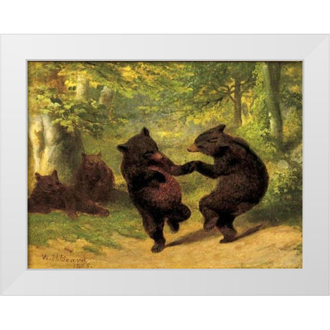 Dancing Bears White Modern Wood Framed Art Print by Beard, William Holbrook