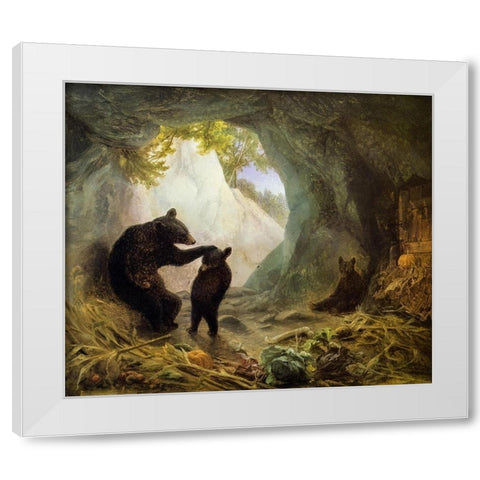 Bear and Cubs White Modern Wood Framed Art Print by Beard, William Holbrook