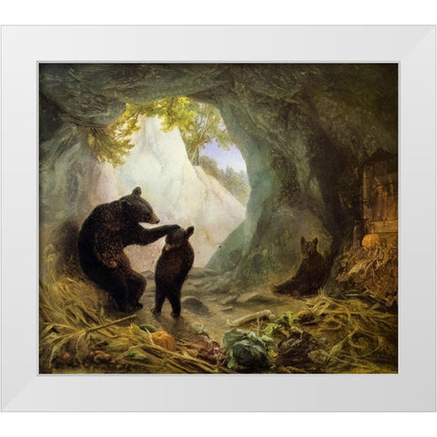 Bear and Cubs White Modern Wood Framed Art Print by Beard, William Holbrook