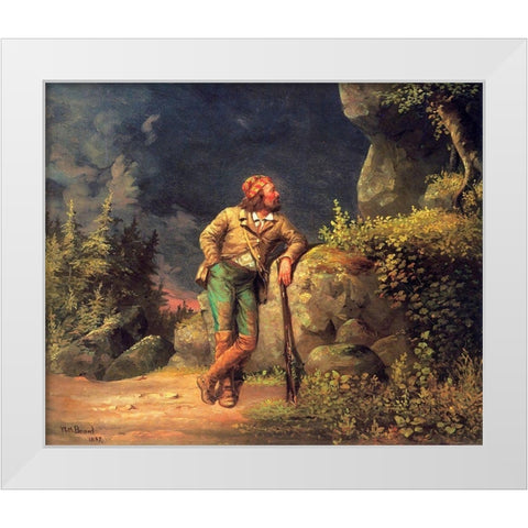 The Trapper White Modern Wood Framed Art Print by Beard, William Holbrook