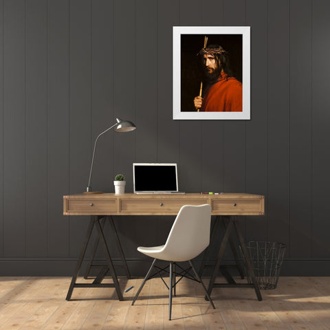 Christ with Thorns White Modern Wood Framed Art Print by Bloch, Carl