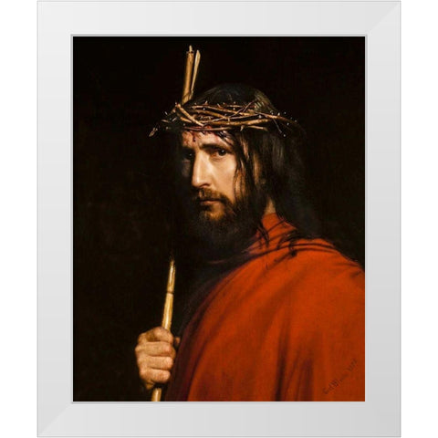 Christ with Thorns White Modern Wood Framed Art Print by Bloch, Carl
