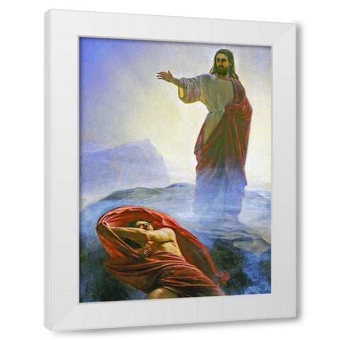 Jesus Tempted White Modern Wood Framed Art Print by Bloch, Carl