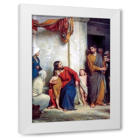 Suffer the Children White Modern Wood Framed Art Print by Bloch, Carl