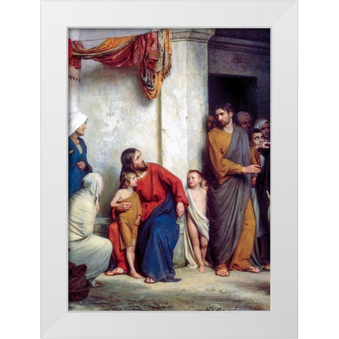 Suffer the Children White Modern Wood Framed Art Print by Bloch, Carl