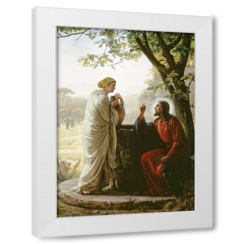 Woman at the Well White Modern Wood Framed Art Print by Bloch, Carl