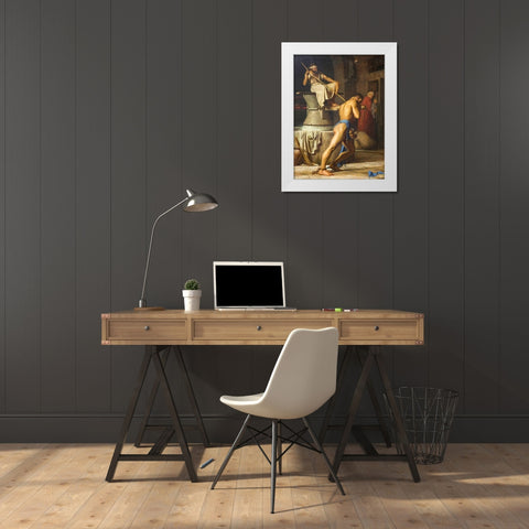 Samson and the Philistines White Modern Wood Framed Art Print by Bloch, Carl